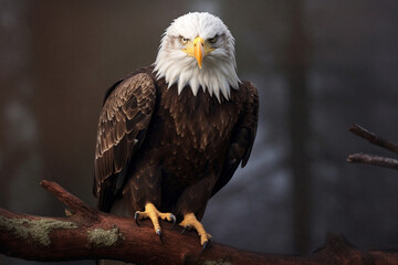 Obraz premium Powerful bald eagle perched on a branch made with generative ai