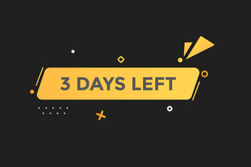 3 days left countdown template, 3 day countdown left banner label button eps 3  
