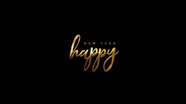 "Happy New Year Gold Lettering on Black Background" is a vibrant design asset that features the phrase "Happy New Year" written in gold lettering against a sleek black background.