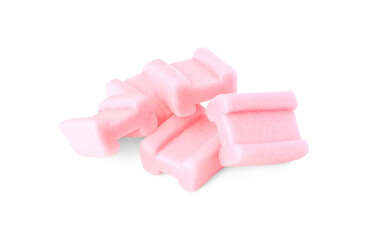 Tasty pink chewing gums isolated on white