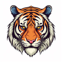 A tiger's face with a white background - created with Generative AI technology