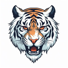 A tiger's face with a white background - created with Generative AI technology