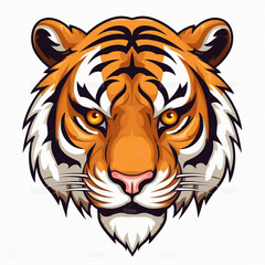 A tiger's face with a white background - created with Generative AI technology