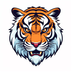 Plakat A tiger's face with a white background - created with Generative AI technology