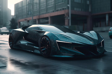 3D Render of Futuristic Sports Car