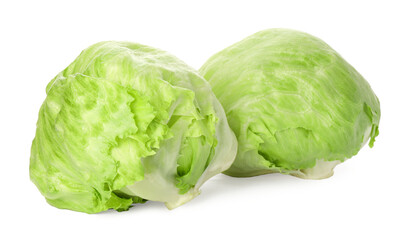 Fototapeta premium Fresh green iceberg lettuces isolated on white