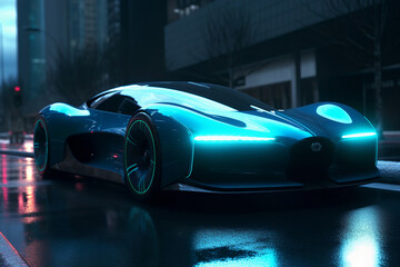 Fototapeta na wymiar 3D Render of Futuristic Sports Car