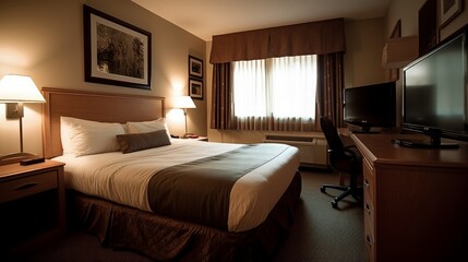 Hotel room - A private room in a hotel. AI generated