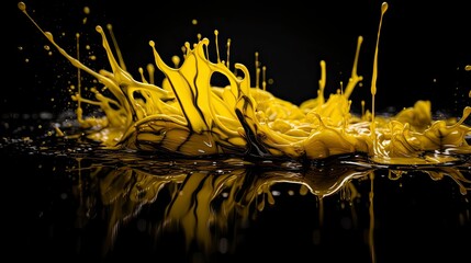 Yellow ink messed up on black background - generative AI