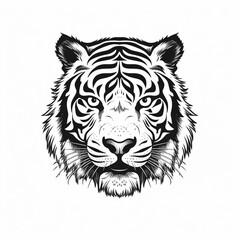 A tiger face in a black and white pattern - created with Generative AI technology