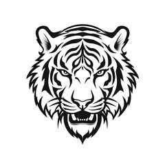 A tiger face in a black and white pattern - created with Generative AI technology