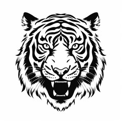 A tiger face in a black and white pattern - created with Generative AI technology