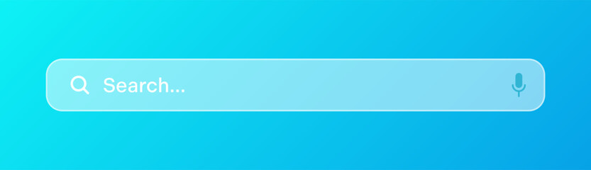 Transparent search bar. Internet browser engine with search box, address bar and text field. UI design, website interface element with web icons and push button. Vector illustration