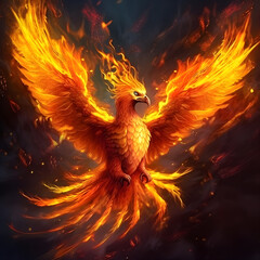 Fire phoenix is flying