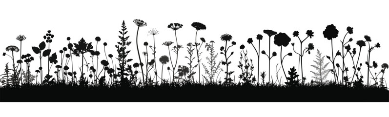 Floral black and white silhouette background