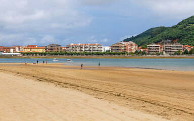 Fototapeta na wymiar View of Santoña from El Puntal and Laredo beach in Cantabria, Spain