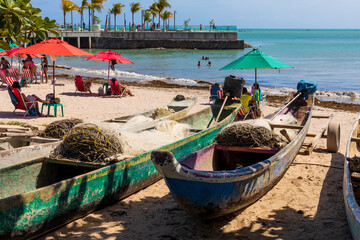 Fishing boats moored at Gogo Ema square in Ponta Verde
