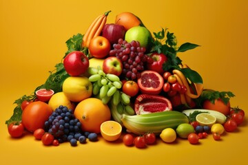 Colorful and Fresh Fruits and Vegetables, Generative AI