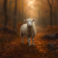 sheep in the forest