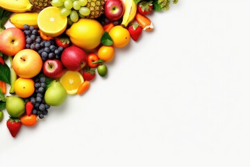 Obraz na płótnie Canvas Frame of fruits on white background, Generative AI