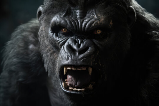 a gorilla looking at the camera in rage, generative AI