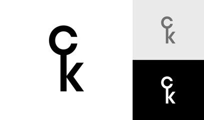 Letter CK initial monogram with key shape logo design