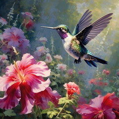 Fototapeta na wymiar hummingbird and flower