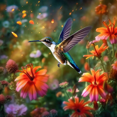 Obraz premium hummingbird and flower