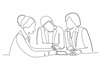 continuous line drawing of office worker at business meeting, suitable for template