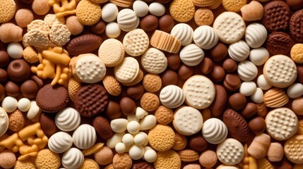 assorted chocolate sweets from different types of chocolate, sweet food background.Generative AI