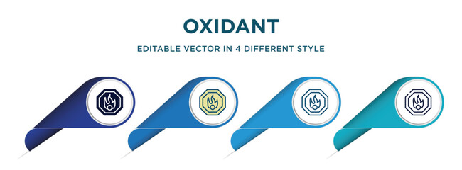oxidant icon in 4 different styles such as filled, color, glyph, colorful, lineal color. set of vector for web, mobile, ui