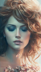 Fototapeta premium Gorgeous Woman Close-up: Mesmerizing Eyes and Radiant Smile