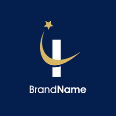 Obraz na płótnie Canvas Initial I Swooshing Star Logo