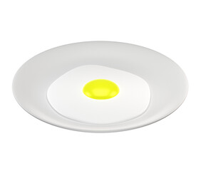 fried egg on the plate, 3d illustration, 3d render.
