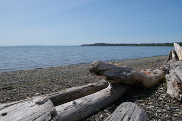 View of the Pacific Ocean as seen from Birch Bay in Washington State, USA