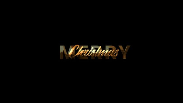 Merry Christmas Handwritten Animated Text in Gold Color. Suitable for Merry Christmas Celebrations Around the World