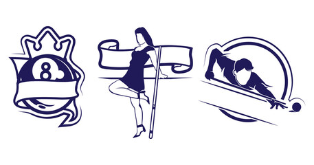 Set of billiards logo championship template