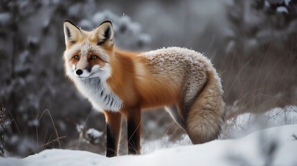 Naklejka na ściany i meble red fox in snow