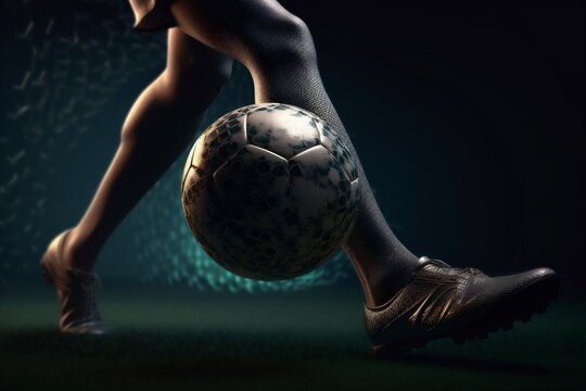 football foot sport stadium game competition goal kick soccer ball. Generative AI.