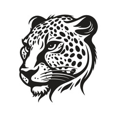 cheetah, vintage logo line art concept black and white color, hand drawn illustration