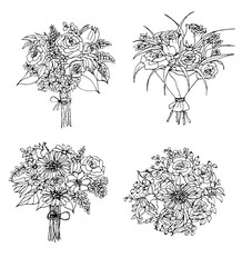 vector flower bouquet. coloring page