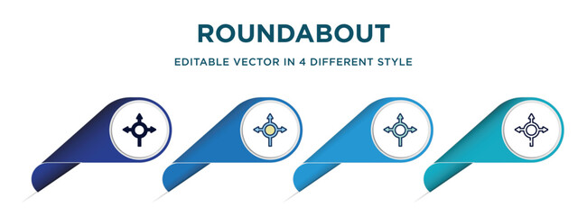 roundabout icon in 4 different styles such as filled, color, glyph, colorful, lineal color. set of vector for web, mobile, ui © VectorStockDesign
