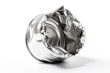 Empty crumpled can isolated on a white background