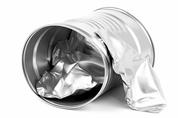 Empty crumpled can isolated on a white background