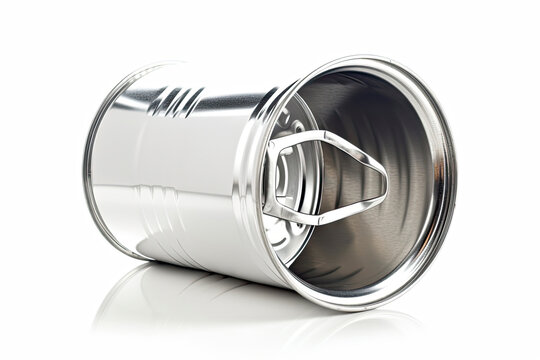 Empty crumpled can isolated on a white background