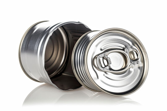 Empty crumpled can isolated on a white background