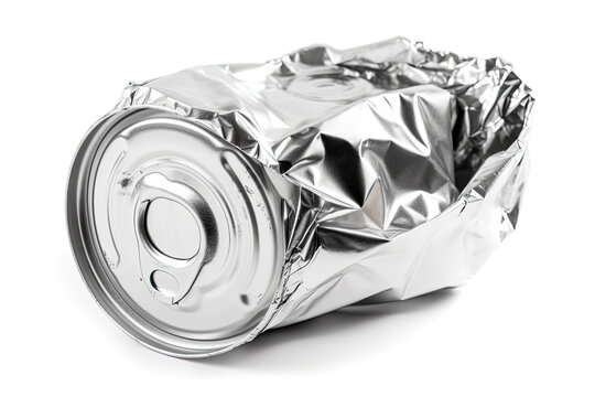 Empty crumpled can isolated on a white background