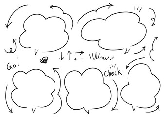 手書きの吹き出しと矢印やあしらいセット