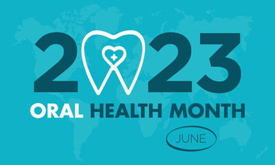 2023 Concept Oral Health Month cavity, hygiene, mouth vector illustration template