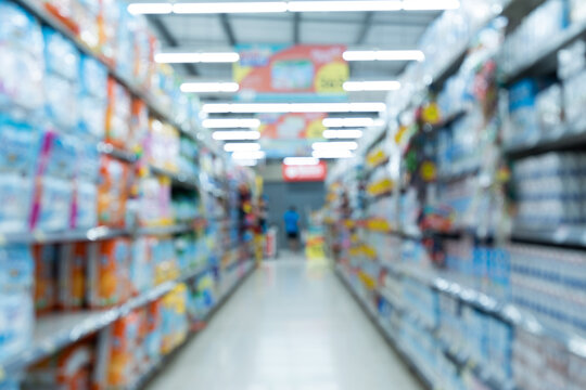 Blurred image of supermarket shelves